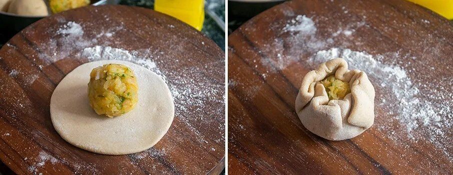 Готовые алу паратха – индийские картофельные лепёшки, золотистые и ароматные